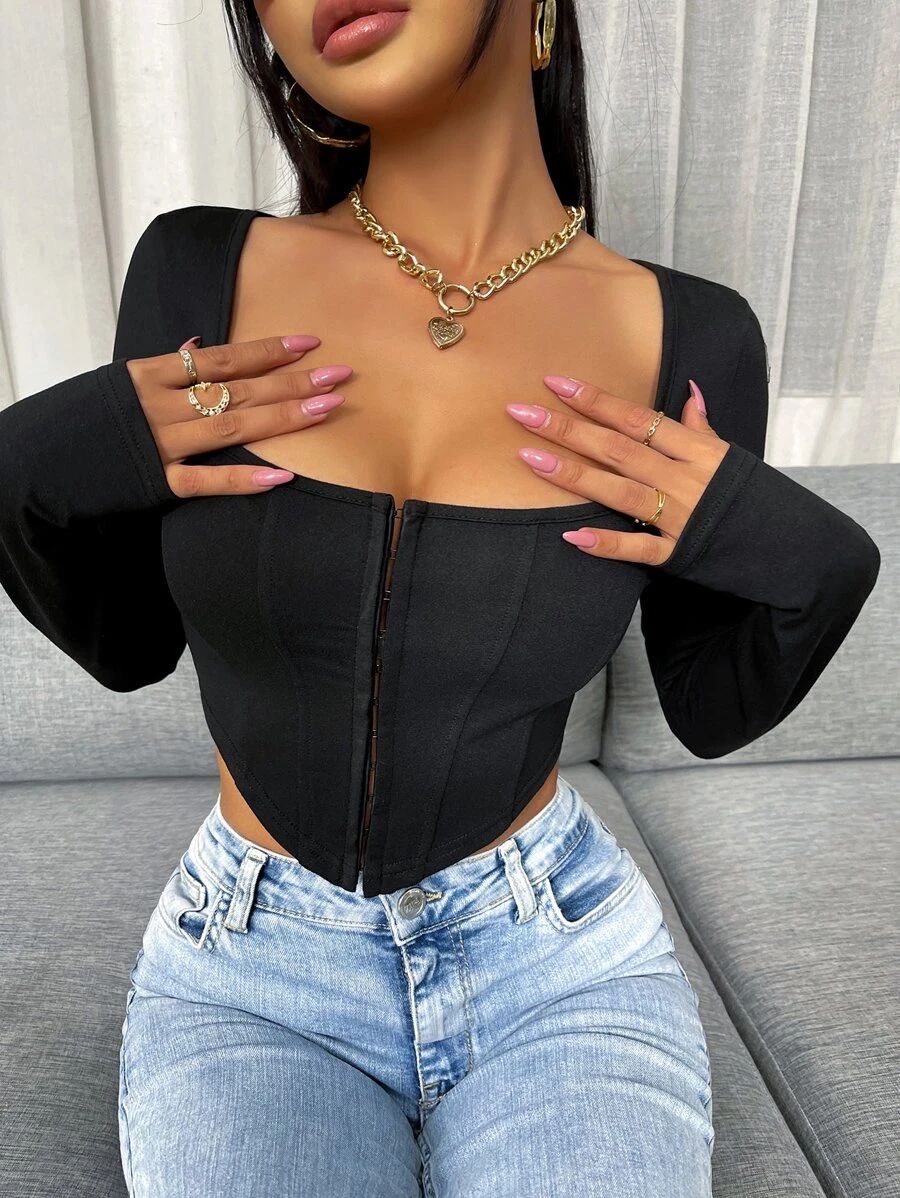 Corset Long Sleeve Top